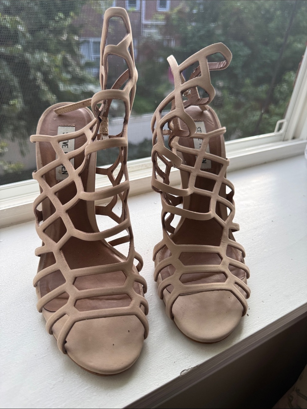 Steve Madden Beige Cage High Heel Sandals